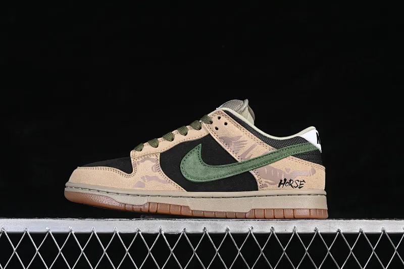 All Categories Nk SB Dunk Series Nk SB Dunk Low Low-top sneakers Nike SB Dunk Low Khaki black and green hook Low-top casual sneakers HJ0367-200